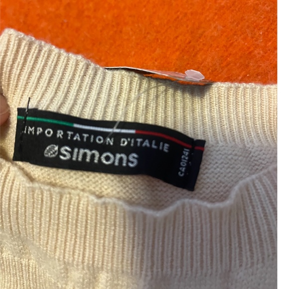 Cream ecru ruched knit long sleeve sweater made in Italy NWT - Picture 6 of 8